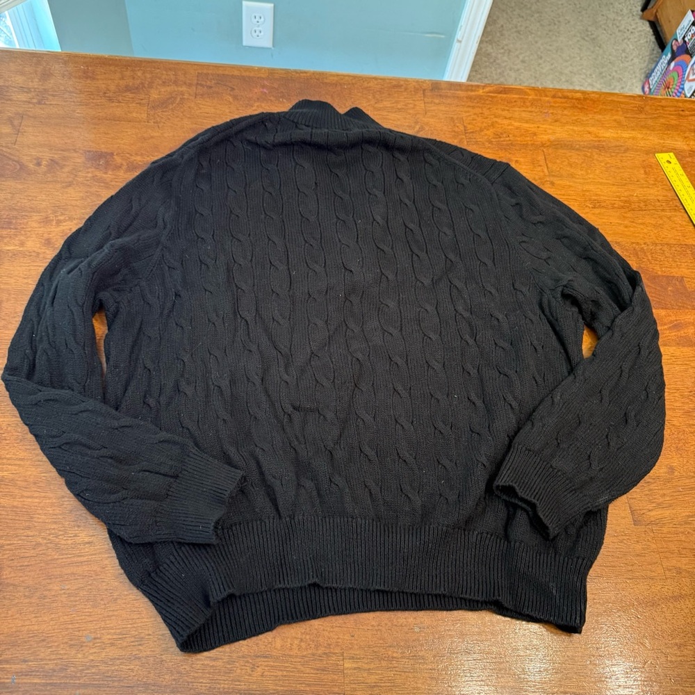Polo Ralph Lauren Black Cable Knit 1/4 Zip Pullover Sweater Men’s XXL cotton - Picture 8 of 9
